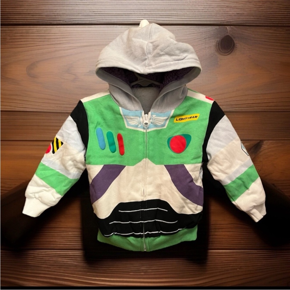 Buzz Lightyear Toy Story Green,White & Purple Fleece ZipUp Costume Hoodie Jacket